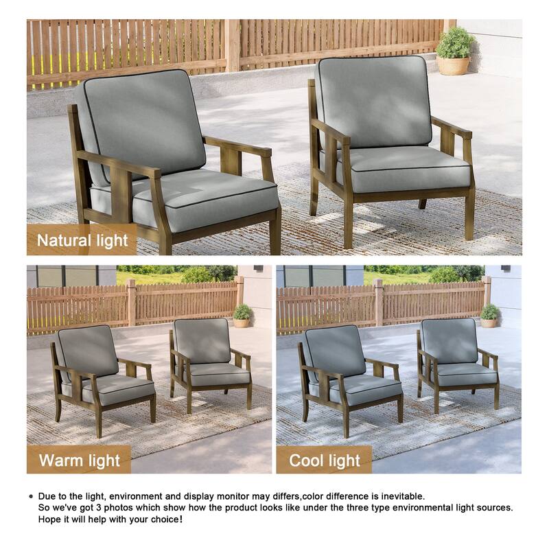 2 Set Outdoor Patio Club Chair with Cushion Patio Arm Lounge Chair