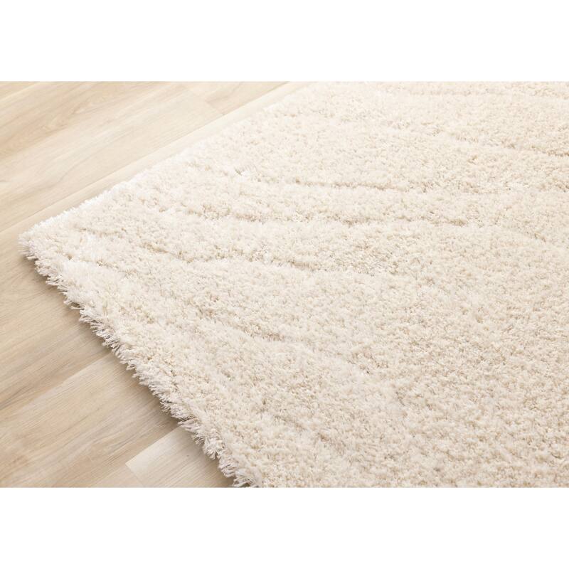 Richmond Collection - Cream Carved Swirl Super Plush Wool Area Rug