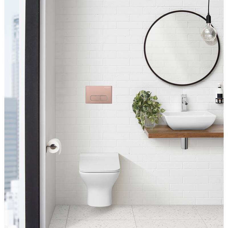 Wall Mount Dual Flush Actuator Plate with Rectangle Push Buttons - Rose Gold