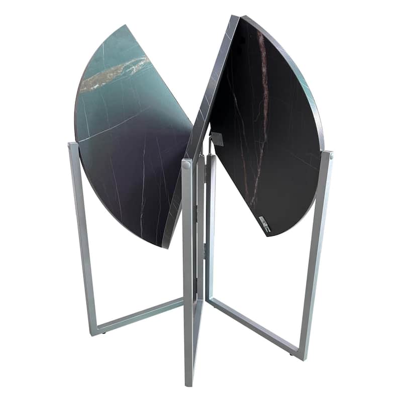 Black Carrera Foldable Round Trifold Table 43" Modern Multi-Use Design