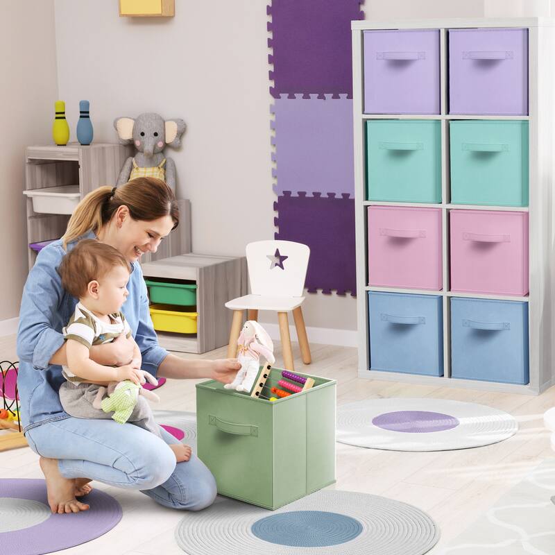 Sorbus 12 Pack Storage Bins - Sturdy Fabric Cubes with Handle - 10.5" L x 10.5" W x 11" H