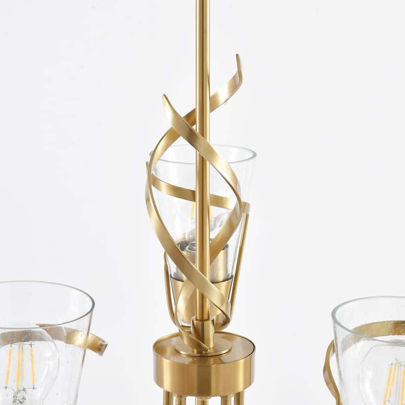 Parrot Uncle 26" Modern Gold 5-Light Dimmable Seeded Glass Chandelier