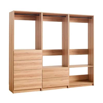 Dee Walk In Closet, Modular Freestanding Storage 4 Shelf 3 Rods, Brown