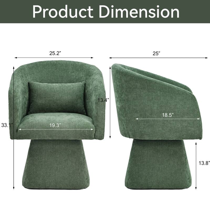 360° Swivel Barrel Fabric Upholstered dining chair with Pillow