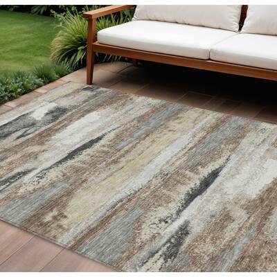 HomeRoots Abstract Transitional Rectangle Outdoor Rug