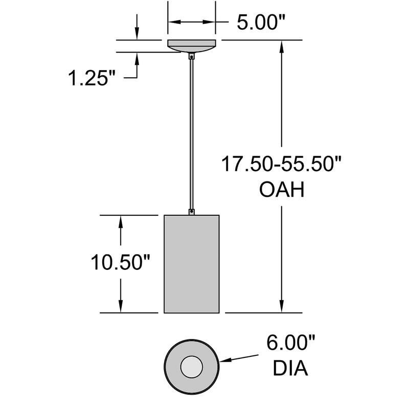 Access Lighting Pilson XL - 11" Cylinder Pendant - Rod - Replaceable LED