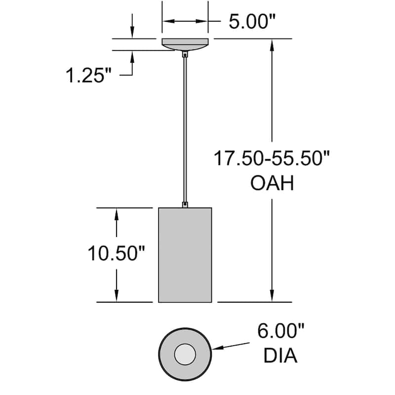 Access Lighting Pilson XL - 11" Cylinder Pendant - Rod - Replaceable LED
