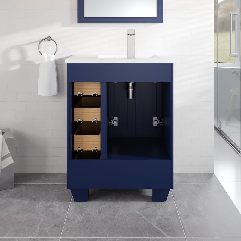 Eviva Acclaim 24"W Bath Vanity with Carrara Quartz Top & Undermount Sink