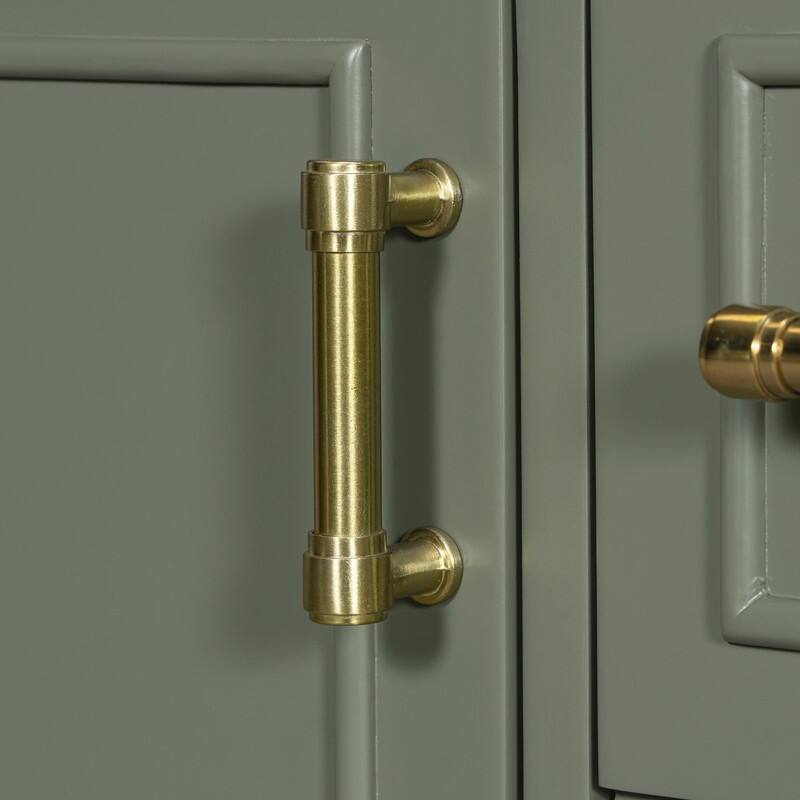 24" Modern Bathroom Vanity with Ceramic Sink, Soft-Close Door, 3 Drawers, Gold Handles & Door Rack