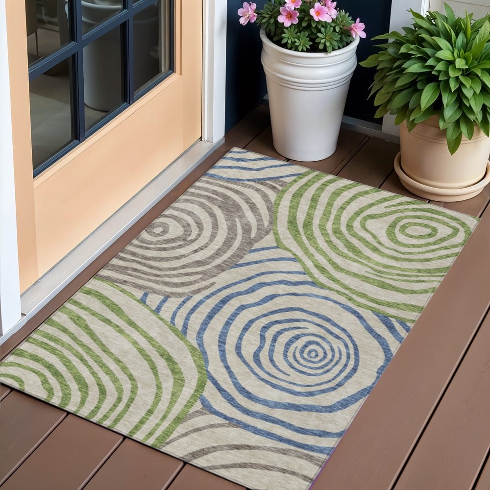 HomeRoots Abstract Transitional Rectangle Outdoor Rug