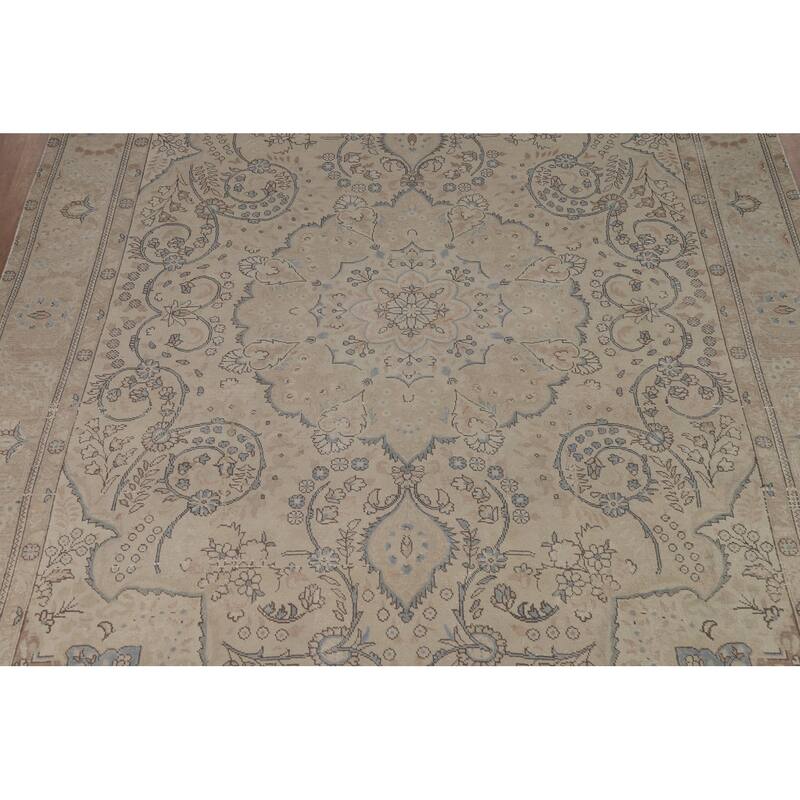 Traditional Floral Tabriz Persian Rug Hand-Knotted Wool Carpet - 9'4"x 13'1"