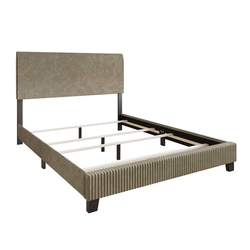 CraftPorch Corduroy Elegant and Chic Velvet Upholstered Bed