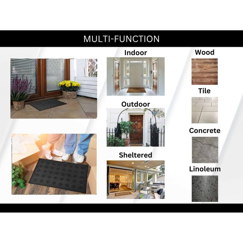 Outdoor Front Door Mat 30x18 Rubber Shoeprint