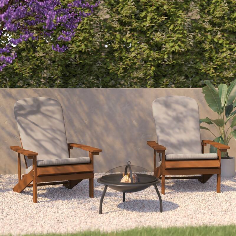 Flash Furniture FFOF56455 Keyla 30" Wide Two Piece Polystyrene and - Teak / Cream