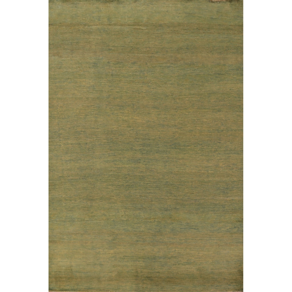 Green & Yellow Gabbeh Modern Area Rug Handmade Wool Carpet - 6'4" x 9'7"