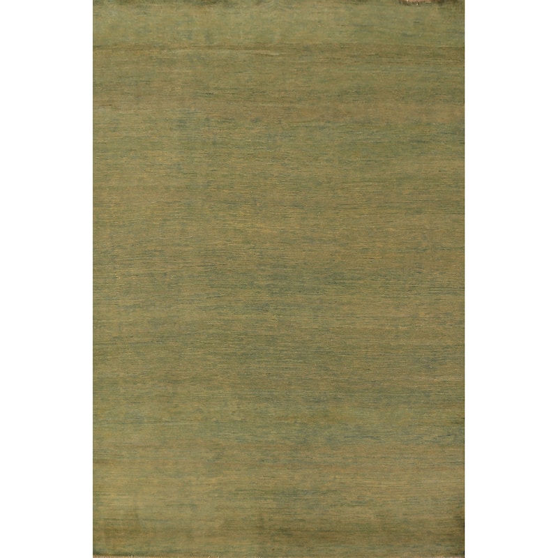 Green & Yellow Gabbeh Modern Area Rug Handmade Wool Carpet - 6'4" x 9'7"