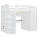 preview thumbnail 7 of 18, Loft Bed with Desk, Wardrobes, Drawers and Shelves, White