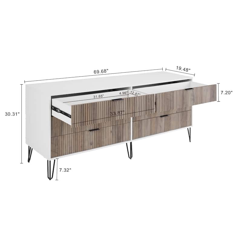 Manhattan Comfort Dumbo Modern 6-Drawer Double Low Dresser.