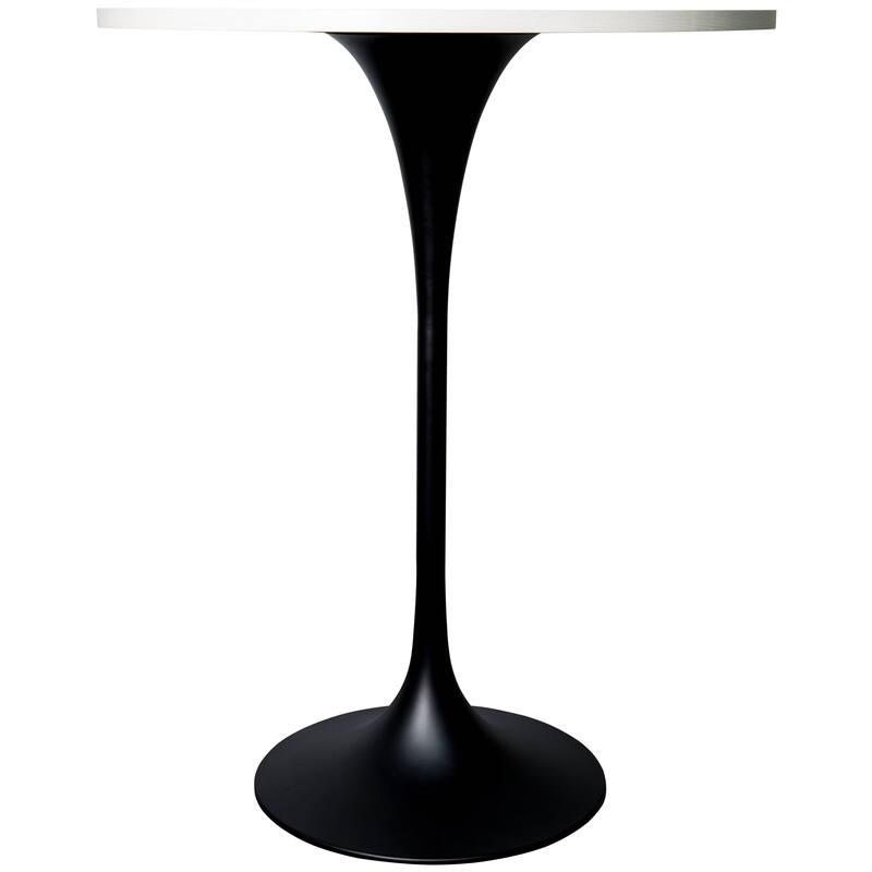 LeisureMod Verve 27" Bar Height Dining Table with MDF Round Top in Black Marbleized