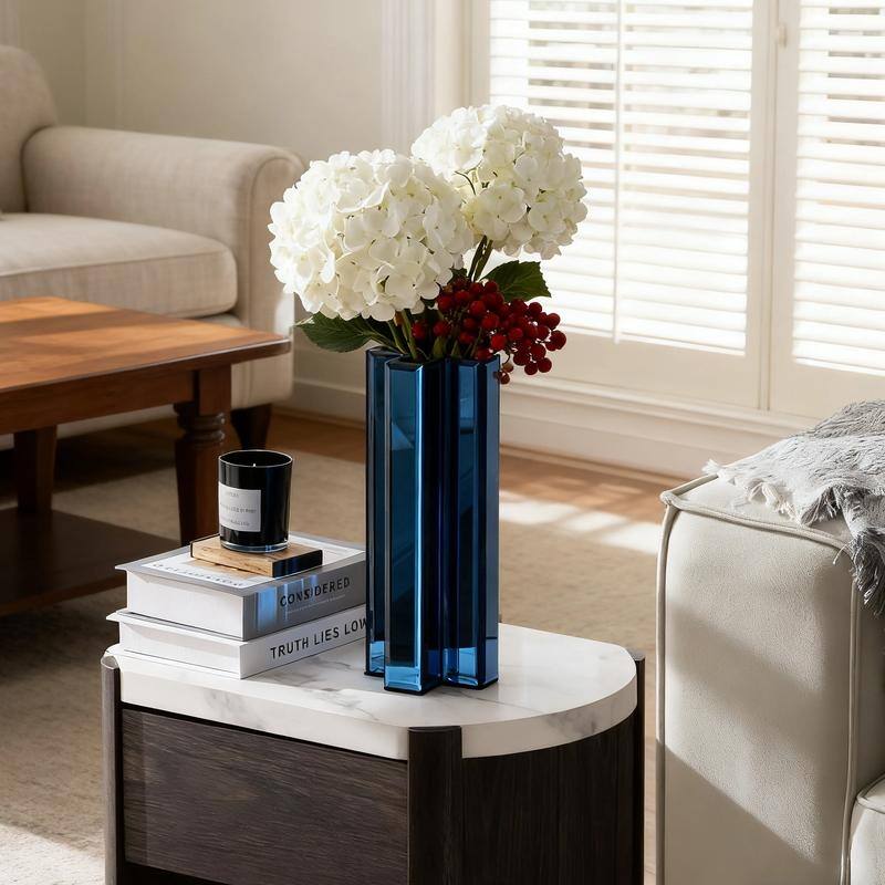 X-Shaped Handmade Mirrored Glass Table Vase