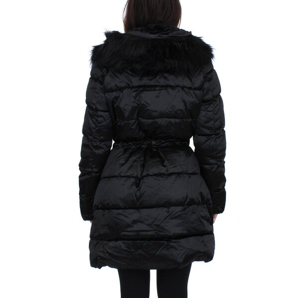 womens long black puffer coat with hood