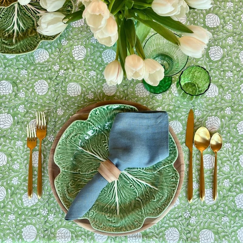 Rectangle tablecloth- Eden green floral