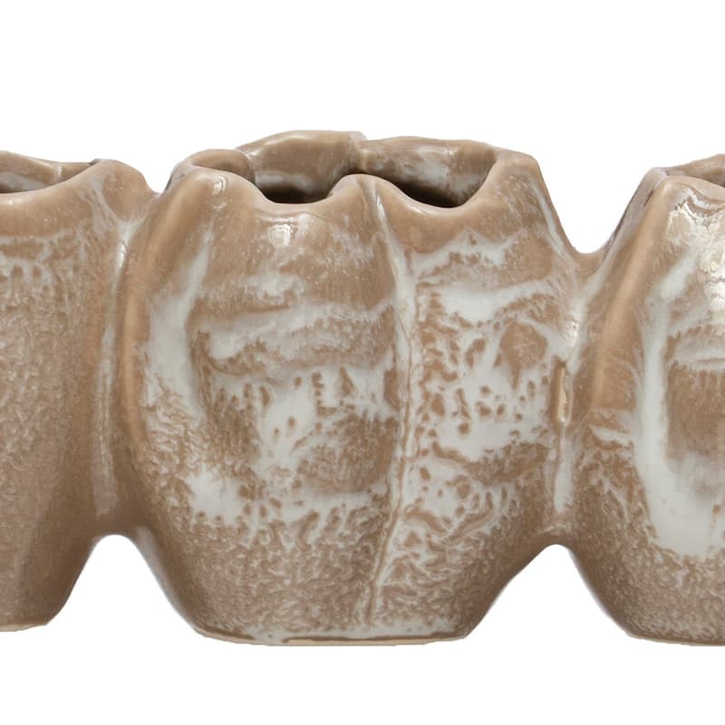Stoneware Pod Shaped Vase with 3 Sections and Edge