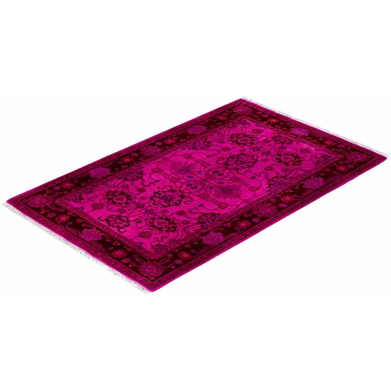 Contemporary Overdyed Wool Hand Knotted Area Rug - 2' 8" x 4' 3"