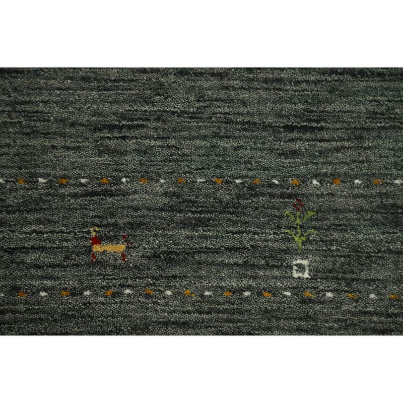 Hand Knotted Oriental 100% Wool Carpet Tribal Animal Pictorial Green Gabbeh Area Rug - 7' 4'' X 5' 6''