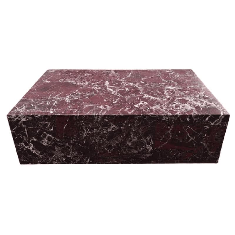 BETACH Genuine Marble Block Coffee Table - Rosso Levanto Marble