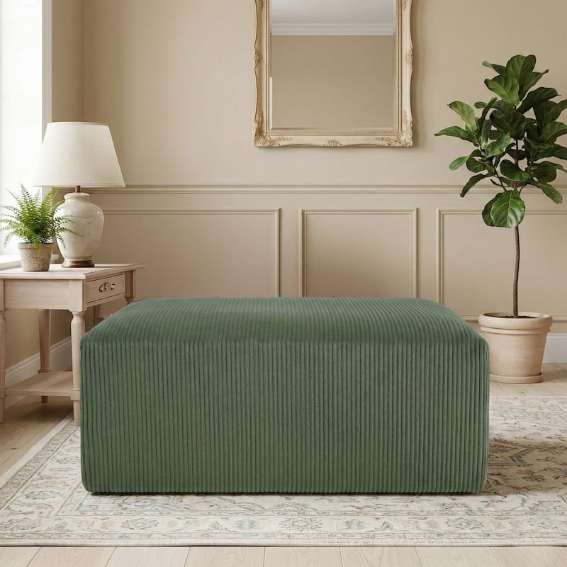 40"W Oversized No Assembly Corduroy Rectangle Ottoman