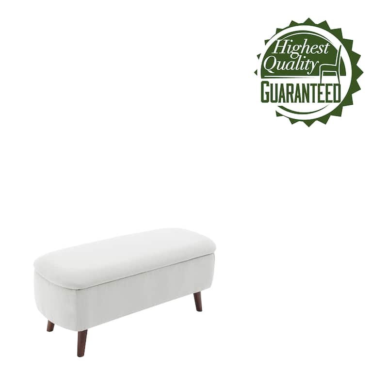 Porthos Home Celia Boucle Fabric Storage Bench with Rubberwood Legs