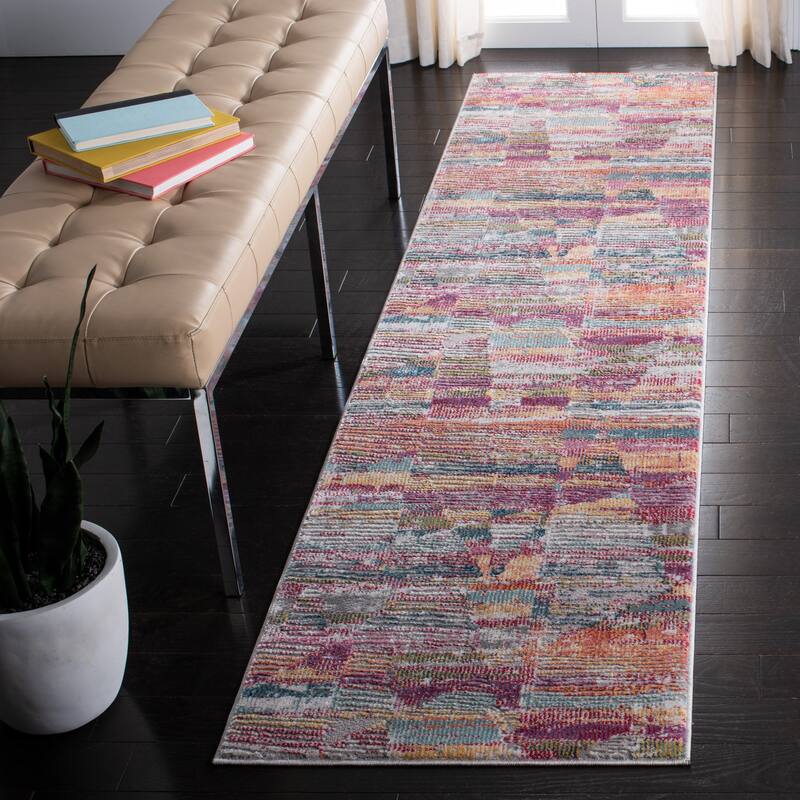 SAFAVIEH Porcello Elodie Modern Abstract Rug - 2'2" x 9' Runner - Red/Blue