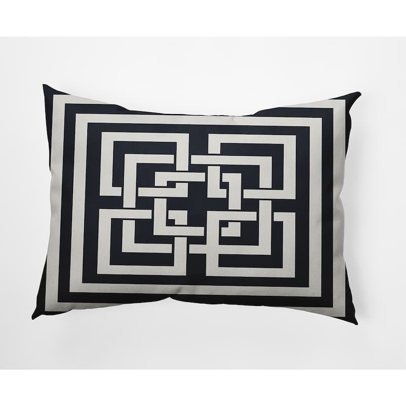 Greek New Key Nautical Indoor/Outdoor Throw Pillow - Shark Blue - 14" x 20"