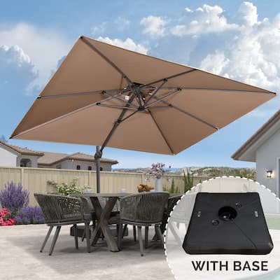 PURPLE LEAF 9 X 12 ft Square Cantilever Umbrellas with Tilt-and-Crank with Base