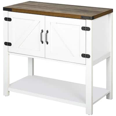 Farmhouse Double Door Coffee Bar Cabinet, Sideboard Buffet Cabinet, Kitchen Cabinet with Bottom Shelf