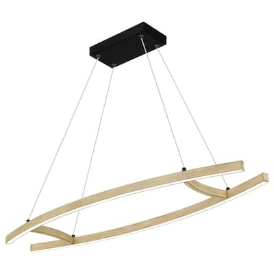 Soma Integrated LED Whitewashed Walnut Island Light