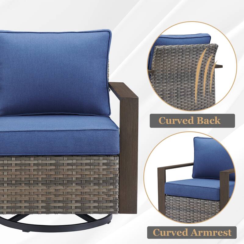 Gymojoy 7 Pieces Rattan Sofa,Gilder Chair, Patio Chair and Ottoman