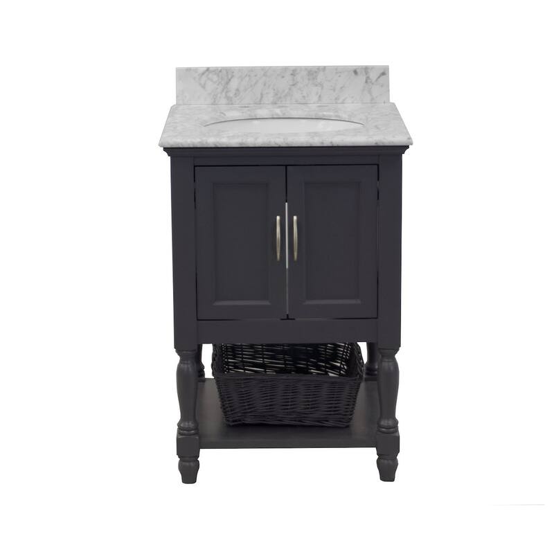 KitchenBathCollection Beverly 24" BathroomVanity w/ Carrara Marble Top