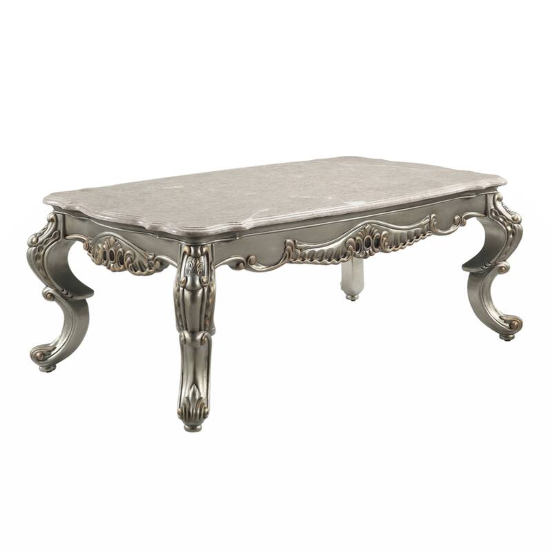 Miliani Coffee Table , Natural Marble & Antique Bronze Finish