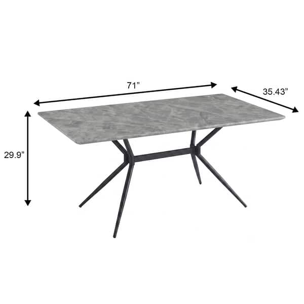 dimension image slide 10 of 20, Elega Modern Sintered Stone Dining Table Modern Trestle Base Powder-Coated Steel Frame Kitchen Table - 47"-71"