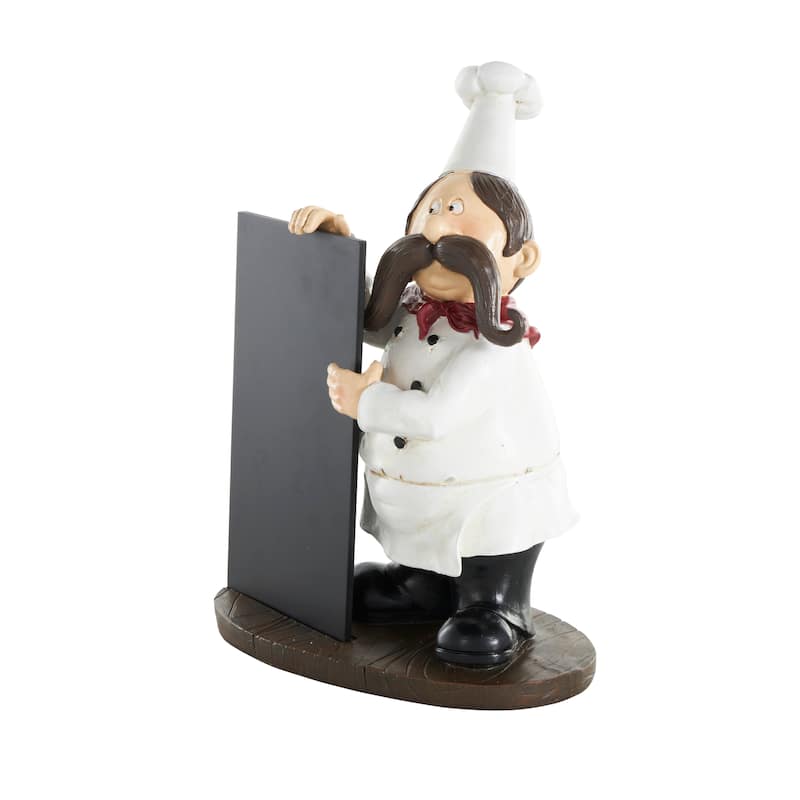 Black Polystone Chef Decorative Sculpture with Chalkboard