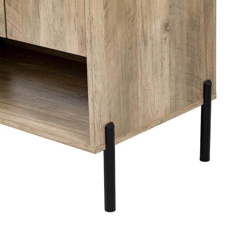 Bathroom Storage Vanity Cabinet with Ceramic Basin Sink Top Soft-Closing Door Cabinet and Open Shelf, Deep Drawer with Dividers