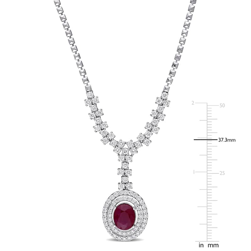 Miadora 3 3/4ct TGW Ruby and 2 3/4ct TDW Diamond Lariat Necklace in 14k White Gold
