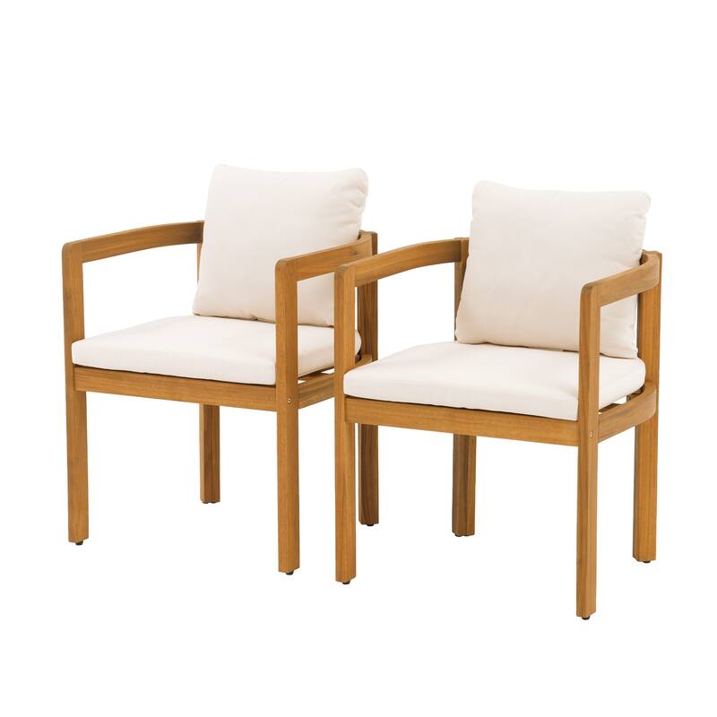 Outdoor 2-piece Wood Chairs With Large U-shaped Backrests