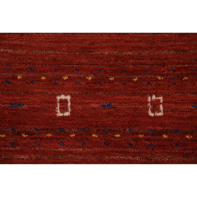 Orange Tribal Gabbeh Oriental Area Rug Handmade Wool Carpet - 6'9" x 9'9"