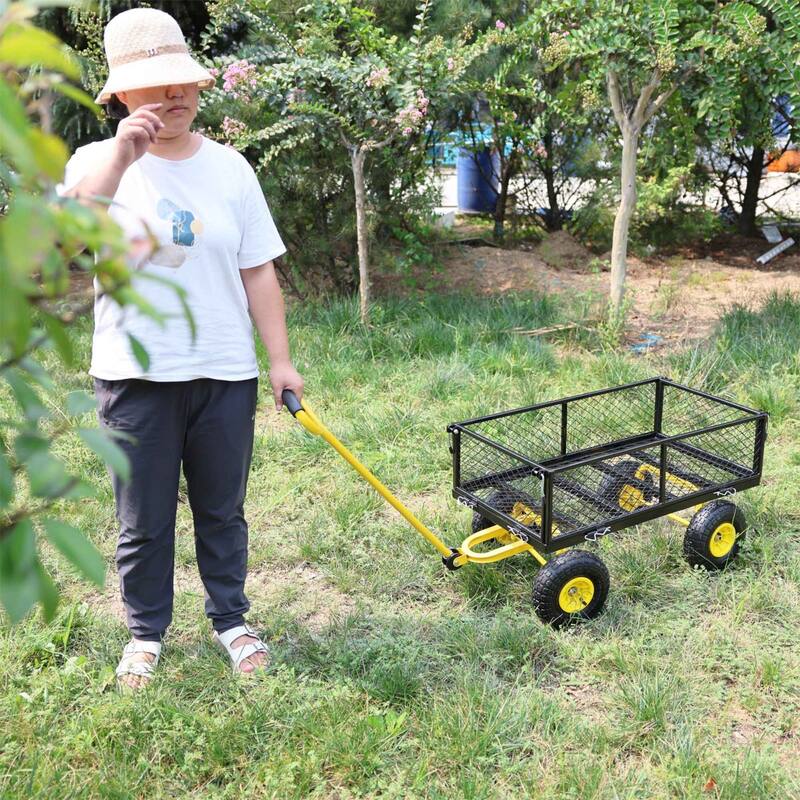 Multifunctional Garden Cart with Removable Side Panels, 550LBS Capacity