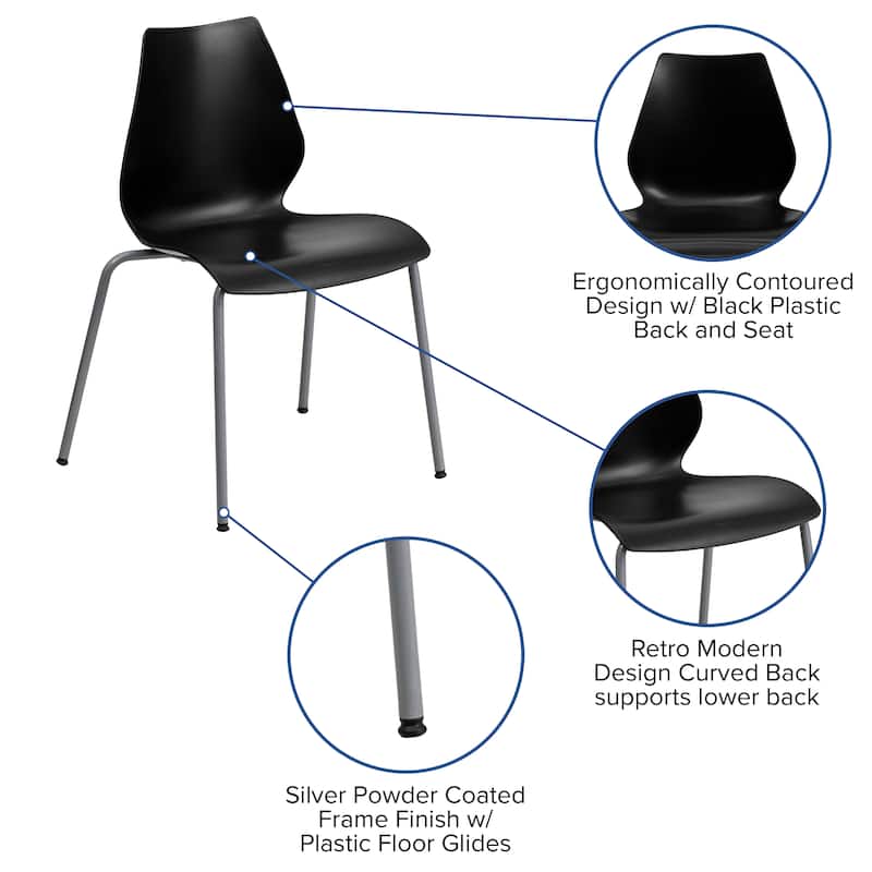HERCULES Series Stack Chair with Lumbar Support and Silver Frame