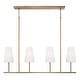 preview thumbnail 1 of 2, 42" W x 15" H 4-Light Modern Linear Chandelier with Tapered Soft White Glass Aged Brass