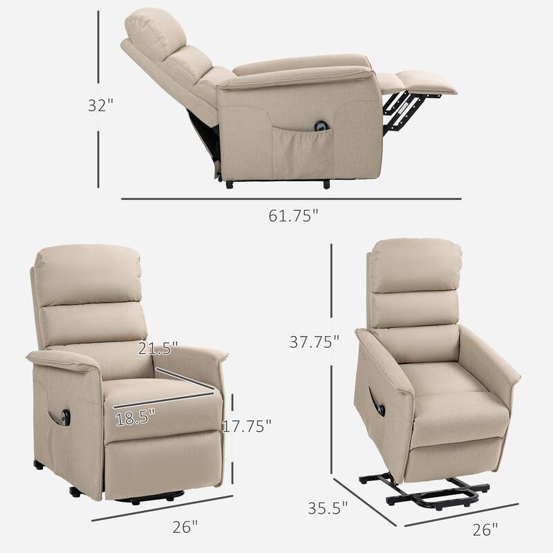 HOMCOM Power Lift Recliner Chair for Elderly, Easy Assembly, Fabric Lift Chair with Remote Control